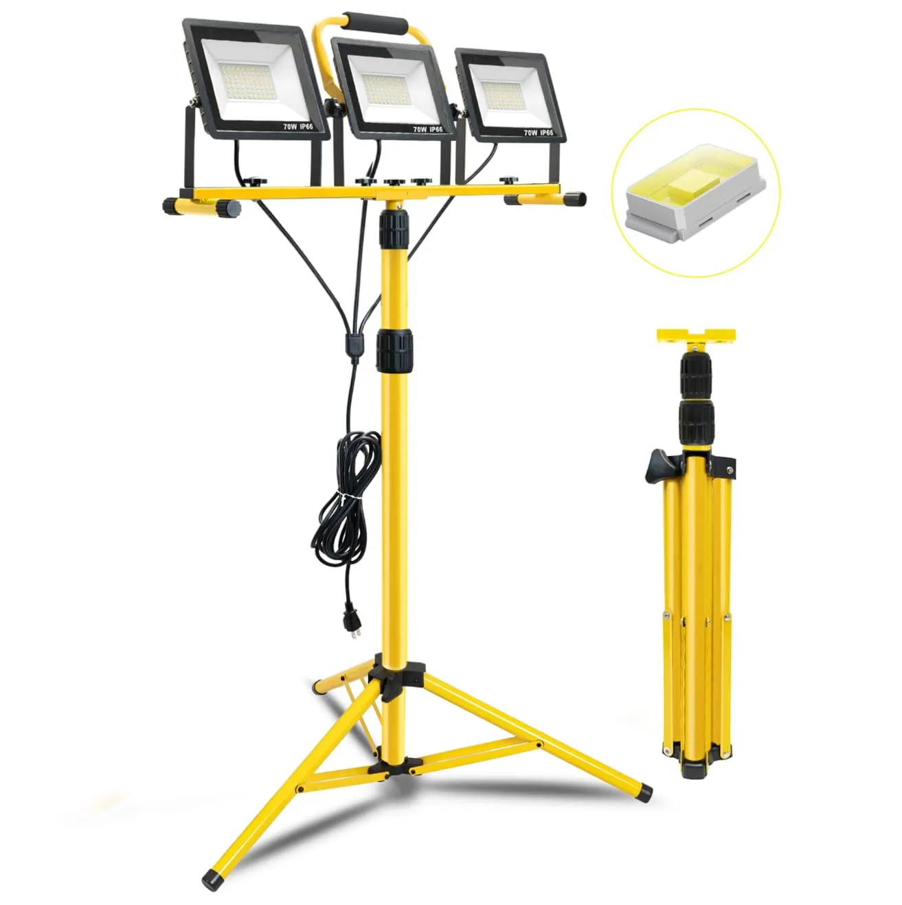 21000Lumen LED Work Lights with Stand: 3 Head Adjustable Work Light with Indi...