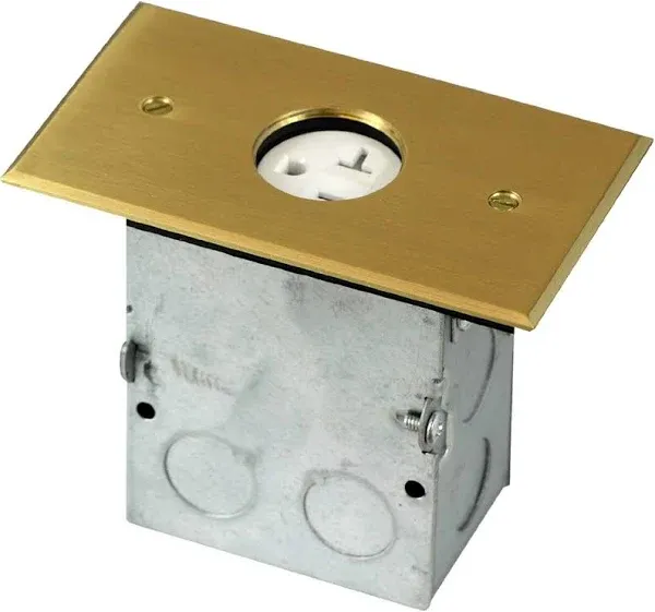 Enerlites 975547-C 1-Gang Floor Box Kit with 20A Single Tamper-Resistant Receptacle, Brass