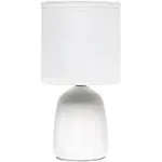 Simple Designs 10.04" Tall Traditional Ceramic Thimble Base Bedside Table Desk Lamp with Matching Fabric Shade - Off White