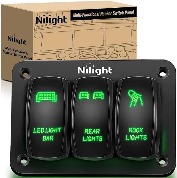 Nilight 3 Gang Rocker Switch Panel