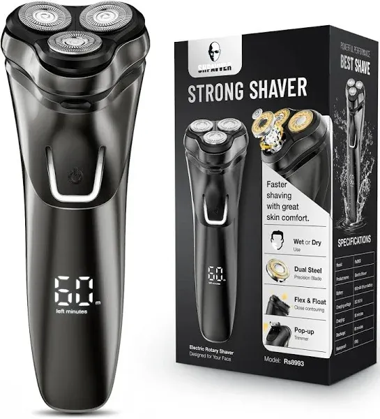 Electric Razor for Men, SHPAVVER Electric Shaver for Men, Rechargeable Wet Dry Shaver with Pop Up Trimmer, Waterproof Cordless Portable Razor