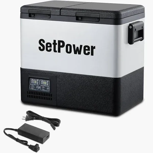 Setpower 12V Portable Car Refrigerator Freezer with AC Adapter Dual Zone Outdoor Fridge