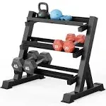 YOLEO 1100lbs Dumbbell Rack- Adjustable 3 Tier Weight Rack for Home Gym, Heavy Duty Weight Storage Organizer Dumbbell Storage Stand Holder(Rack Only)