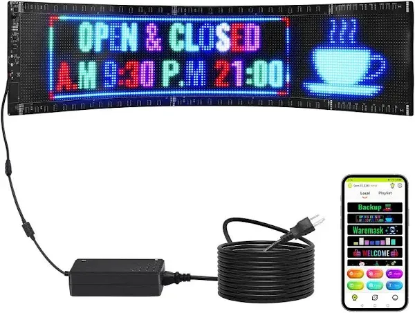 VEVOR 83.5x20cm Programmable LED Sign Scrolling Display Board P5 Full Color