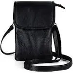  Genuine Leather Small Crossbody Bags for Women Cell Phone Bag Cross Body Black