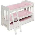 Badger Basket Trundle Doll Bunk Bed with Ladder and Personalization Kit in White/Pink | buybuy BABY