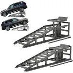 BouPower 2 Pack Hydraulic Car Ramps 5T 10000lbs Low Profile Car Lift Service Ramps Truck Trailer Garage,Height Hydraulic Vehicle Ramps, Lift Height