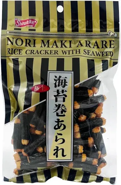 Shirakiku Japanese Nori Maki Arare Rice Crackers with Seaweed Glutinous Rice, Soy Sauce, Wheat, and Seaweed Crispy and Savory Cracker Snacks, Seaw