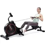 ECHANFIT Magnetic Rower Rowing Machine for Home Use Foldable w/16 Level of Quiet Magnetic Resistance with LCD Monitor and Adjustable Console Angle for Cardio Training