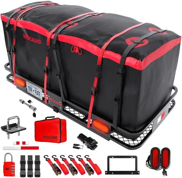 Mockins XXL 70x30x6 500Lbs Cap Folding Trailer Hitch Cargo Carrier Hitch Moun...