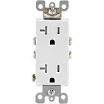 Leviton T5825-W 20 Amp Tamper-Resistant Decora Duplex Receptacle, White