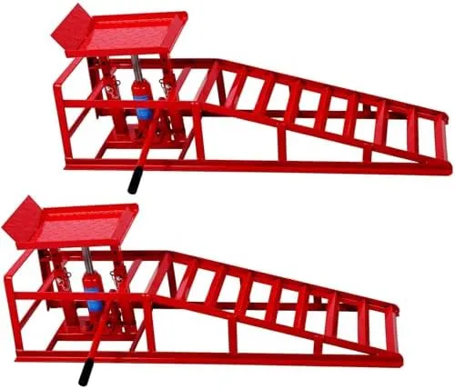 BouPower 2 Pack Hydraulic Car Ramps 5T 10000lbs Low Profile Car Lift Service Ramps Truck Trailer Garage,Height Hydraulic Vehicle Ramps