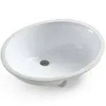 MEJE MJ-206 White Ceramic Oval Undermount Bathroom Sink with Overflow