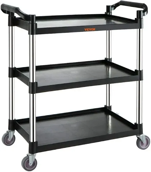 VEVOR Utility Service Cart 3 Shelf Heavy Duty 154LBS Food Service Cart