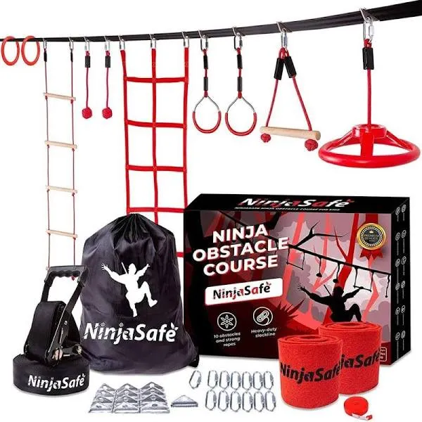 Durable Ninja Obstacle Course For Kids Backyard with 10 Obstacles and Slackline