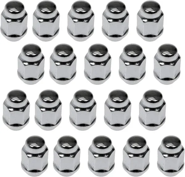 Dorman 711-265 Wheel Nut Chrome Acorn Bulge Seat 1/2-20 Compatible with Select Models, 20 Pack, Medium