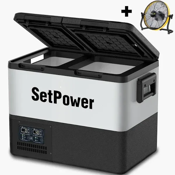 Setpower 12V Portable Car Refrigerator Freezer with AC Adapter Dual Zone Outdoor Fridge