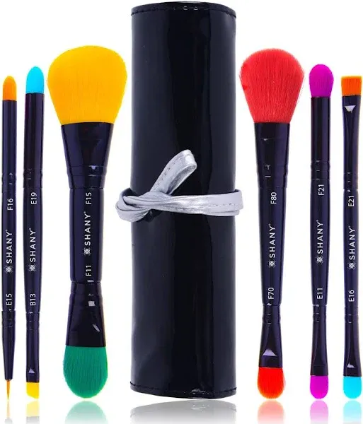 Shany Luna 6 PC Double Sided Travel Brush Set with Pouch