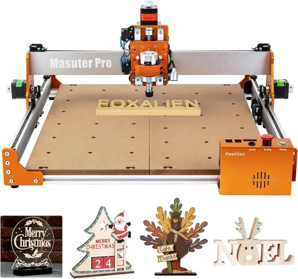 FoxAlien Masuter Pro CNC Router Machine, Upgraded 3-Axis Engraving All-Metal Milling Machine for Wood Acrylic MDF Nylon Carving Cutting