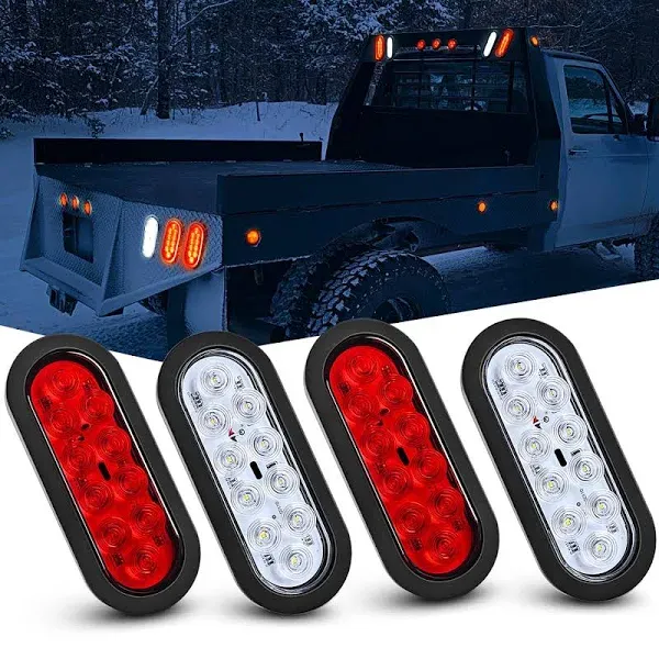 Nilight 4pcs 6" Oval LED Trailer Tail Lights