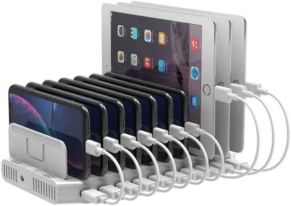 Charging Station for Multiple Devices, USB Charging Dock with Adjustable Divi...