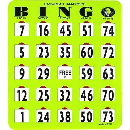 MR CHIPS Jam-Proof Easy-Read Large Print Fingertip Bingo Cards with Sliding Windows