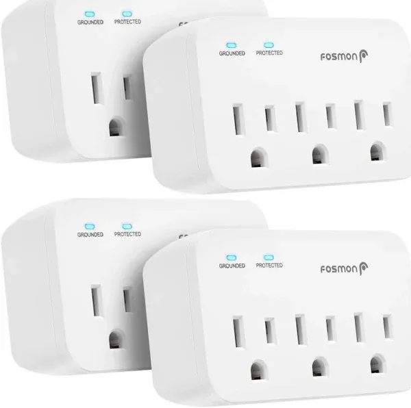 Fosmon [2 PACK][ETL] 3 Outlet 1200J Surge Protector Wall Tap Outlet Plug Adapter