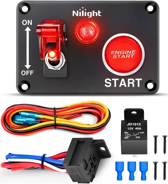 Nilight 2 in 1 Racing Car Ignition Rocker Switch Panel