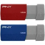 PNY Usb 3.0 Flash Drives, Red- Blue (2 pack)