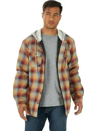 Wrangler Men's Authentics Quilted Flannel Shirt Jacket with Hood