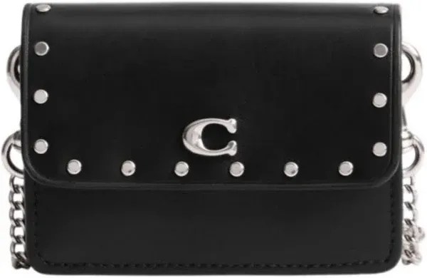 Coach Women's Essential Half Flap Card Case with Rivets