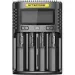 Nitecore UMS4 Intelligent USB Four Slot Quick Battery Charger for Li-Ion/Ni-MH/Ni-Cd/IMR 16340 14500 18650 21700 20700 AA AAA and More Batteries, with LumenTac Battery Organizer