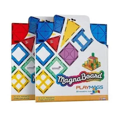 Playmags Super Durable Building Stabilizer Tile with Carrying Handle for Easy Play, 12 x 12. Great add on to All Magnet Tiles Sets, Works with All Leading Brands (1 Pack - Colors May Vary)