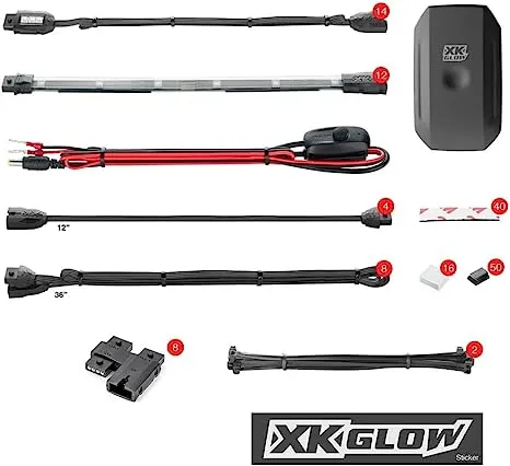 XKGLOW chrome App Control Motorcycle Professional LED Accent Light Kit - 14 Pods / 12 Strips