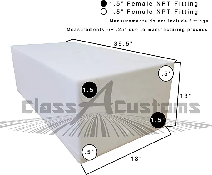 Class A Customs T-4000 One 1 RV Fresh Water 40 Gallon Tank Grey