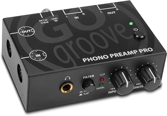 Gogroove Phono Preamp Pro Preamplifier with RCA Input / Output , DIN Connection , RIAA Equalization , 12V AC Adapter - Compatible with Vinyl Record