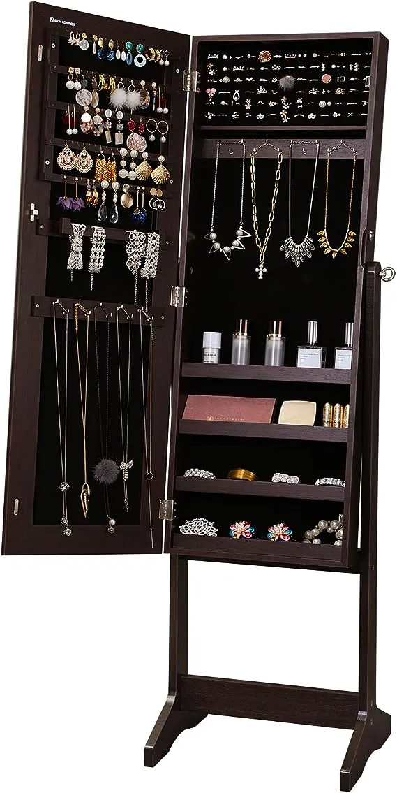 SONGMICS Mirrored Jewelry Cabinet Armoire