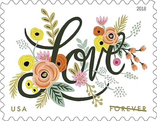 Love Flourishes 10 Sheets of 20 First Class Forever Postage Stamps Wedding Love Valentine 200 Stamps