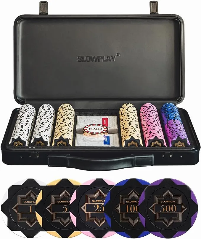 SLOWPLAY Nash 14 Gram Clay Poker Chips Set for Texas Holdem 300 Pcs Blank Chips ...