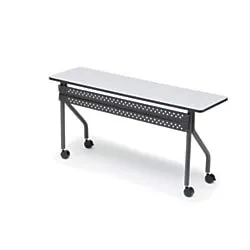 Iceberg OfficeWorks Mobile Training Table with Wheels, Gray and Charcoal, with Two Locking Wheels, 18” D x 60” L x 29” H,Grey