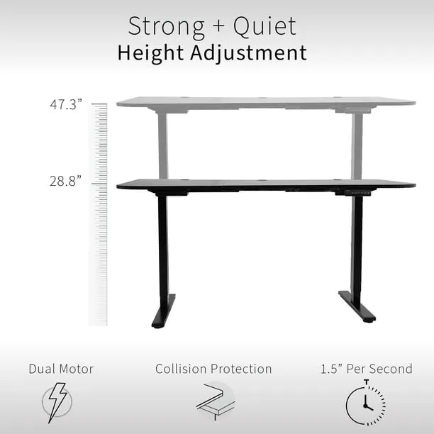 VIVO Electric Height Adjustable 63 x 32 inch Memory Stand Up Desk, Black Table Top, Black Dual Motor Frame, Preset Controller, E2B Series, DESK-KIT-E2B1B