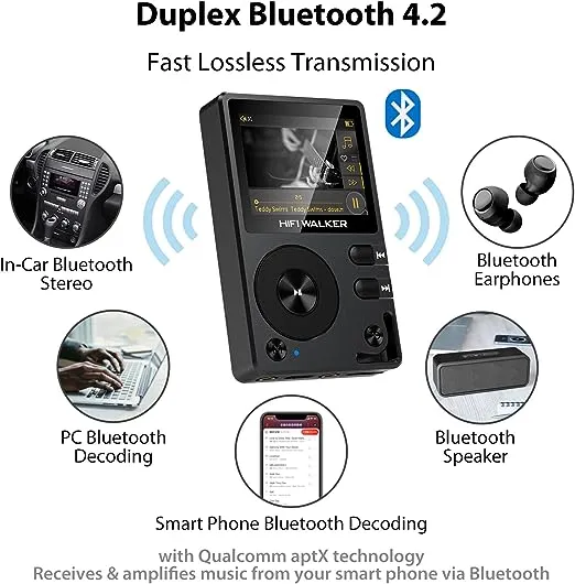 H2 HiFi MP3 Player with Bluetooth, Lossless DSD DAC Flac, High Resolution Mus...