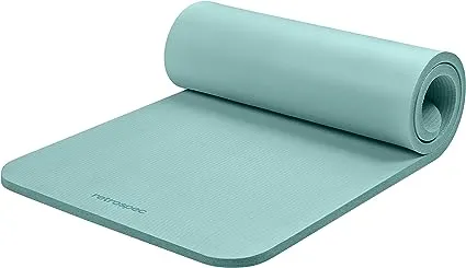 Retrospec Solana Yoga Mat 1" Thick w/Nylon Strap for Men & Women - Non Slip Excercise Mat for Yoga, Pilates, Stretching, Floor & Fitness Workouts, Black