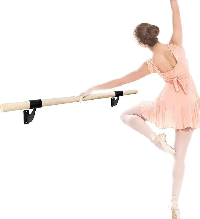 Yes4All Single Bar Wall Mount Ballet Barre, Beech Ballet Bar for Ballet Poses, Home Workouts, Yoga, Stretching and Dance Practice