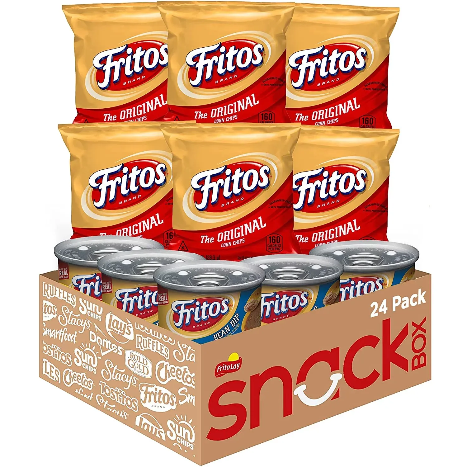 Frito Lay Fritos Original Chips & Bean Dip Cans Variety Pack, 24 Count