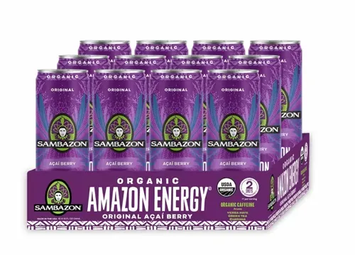 Sambazon Original Amazon Energy Acai Berry Energy Drink Organic, 12 Fluid Ounce (12 Pack)