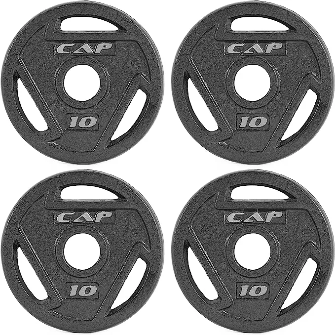 CAP Barbell 2-Inch Olympic Grip Weight Plate | Multiple 5 lb, Set of 4 Black 