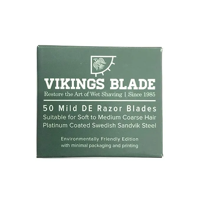 Vikings Blade Swedish Steel Replacement Razor Blades, 50 Count (9 to 12 Months supply), Mild & Safe