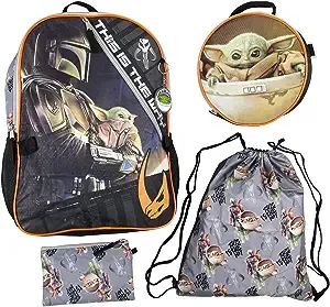 The Mandalorian Grogu Baby Yoda 5 Piece Backpack Lunch Bag Mega Set