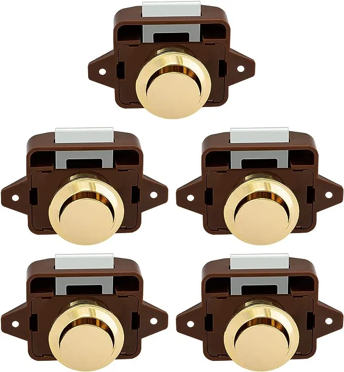 OCGIG 5 Pcs Push Button Cabinet Door Catch Lock Caravan Motorhome Camper Latch Cupboard Knob